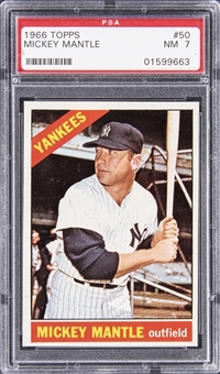 1966 Topps #50 Mickey Mantle Card - PSA NM 7